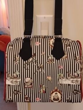 Striped Black & White Gothic Alice In Wonderland  Bag